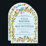 Bat mitzvah blommigt QRcode för  andningsutdragen  Inbjudningar<br><div class="desc">Perfekt-kort för att tillkännage en pub mitzvah, bat mitzvah eller annan judisk firande! Hand skapade konst åt dig! FULLT ANPASSADE! Klicka på "Anpassa" ovan om du vill redigera texten och lägga till länken till QR-koden på baksidan (kontrollera om det finns alternativa utformningar i min butik med fotot på anpassningsbarna). Klicka...</div>