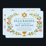 Bat mitzvah blommigt QRcode för  andningsutdragen  Inbjudningar<br><div class="desc">Perfekt-kort för att tillkännage en pub mitzvah, bat mitzvah eller annan judisk firande! Hand skapade konst åt dig! FULLT ANPASSADE! Klicka på "Anpassa" ovan om du vill redigera texten och lägga till länkarna till QR-koden på baksidan. Klicka på "Redigera med verktyg" för att justera typsnitt, färg och placeringar. Du kan...</div>