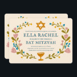 Bat mitzvah blommigt QRcode för  andningsutdragen  Inbjudningar<br><div class="desc">Perfekt-kort för att tillkännage en pub mitzvah, bat mitzvah eller annan judisk firande! Hand skapade konst åt dig! FULLT ANPASSADE! Klicka på "Anpassa" ovan om du vill redigera texten och lägga till länkarna till QR-koden på baksidan. Klicka på "Redigera med verktyg" för att justera typsnitt, färg och placeringar. Du kan...</div>