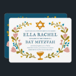 Bat mitzvah blommigt QRcode för  andningsutdragen  Inbjudningar<br><div class="desc">Perfekt-kort för att tillkännage en pub mitzvah, bat mitzvah eller annan judisk firande! Hand skapade konst åt dig! FULLT ANPASSADE! Klicka på "Anpassa" ovan om du vill redigera texten och lägga till länkarna till QR-koden på baksidan. Klicka på "Redigera med verktyg" för att justera typsnitt, färg och placeringar. Du kan...</div>