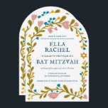 Bat mitzvah blommigt QRcode för  andningsutdragen  Inbjudningar<br><div class="desc">Perfekt-kort för att tillkännage en pub mitzvah, bat mitzvah eller annan judisk firande! Hand skapade konst åt dig! FULLT ANPASSADE! Klicka på "Anpassa" ovan om du vill redigera texten och lägga till länken till QR-koden på baksidan (kontrollera om det finns alternativa utformningar i min butik med fotot på anpassningsbarna). Klicka...</div>