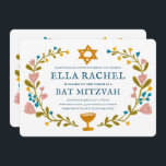 Bat mitzvah blommigt QRcode för  andningsutdragen  Inbjudningar<br><div class="desc">Perfekt-kort för att tillkännage en pub mitzvah, bat mitzvah eller annan judisk firande! Hand skapade konst åt dig! FULLT ANPASSADE! Klicka på "Anpassa" ovan om du vill redigera texten och lägga till en egen länk till QR-koden på baksidan. Klicka på "Redigera med verktyg" för att justera typsnitt, färg och placeringar....</div>