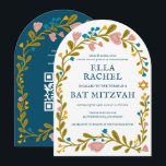 Bat mitzvah blommigt QRcode för  andningsutdragen  Inbjudningar<br><div class="desc">Perfekt-kort för att tillkännage en pub mitzvah, bat mitzvah eller annan judisk firande! Hand skapade konst åt dig! FULLT ANPASSADE! Klicka på "Anpassa" ovan om du vill redigera texten och lägga till länken till QR-koden på baksidan (kontrollera om det finns alternativa utformningar i min butik med fotot på anpassningsbarna). Klicka...</div>
