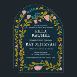 Bat mitzvah blommigt QRcode för  andningsutdragen  Inbjudningar<br><div class="desc">Perfekt-kort för att tillkännage en pub mitzvah, bat mitzvah eller annan judisk firande! Hand skapade konst åt dig! FULLT ANPASSADE! Klicka på "Anpassa" ovan om du vill redigera texten och lägga till länken till QR-koden på baksidan (kontrollera om det finns alternativa utformningar i min butik med fotot på anpassningsbarna). Klicka...</div>