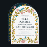 Bat mitzvah blommigt QRcode för  andningsutdragen  Inbjudningar<br><div class="desc">Perfekt-kort för att tillkännage en pub mitzvah, bat mitzvah eller annan judisk firande! Hand skapade konst åt dig! FULLT ANPASSADE! Klicka på "Anpassa" ovan om du vill redigera texten och lägga till länken till QR-koden på baksidan (kontrollera om det finns alternativa utformningar i min butik med fotot på anpassningsbarna). Klicka...</div>