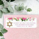 Bat mitzvah Blommigt Rosa Guld Girly Returadress Returadress Etikett<br><div class="desc">Var stolt, gladd och fira den här milstolpen av din favoritBat mitzvah när du användor den här sofistikerade, personligens returadressetikett! En chic, bedövning, persikofärgad rosa blommigt vattenfärg, Faux guld foil Star of David och modern dammig ro sans serif-typ täcker över en vit bakgrund. Anpassa anpassningsbarna med ditt namn och adress....</div>