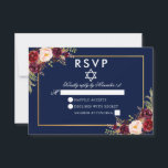 Bat mitzvah Blue Burgundy Blommigt Guld OSA<br><div class="desc">Bat mitzvah OSA kort Guld i med vattenfärg Burgundy Marsala Blue Blommigt</div>