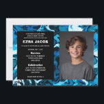 Bat mitzvah Blue Marble Anpassningsbar PHOTO Pub Inbjudningar<br><div class="desc">Perfekt-kort för att tillkännage ett bat mitzvah, pub mitzvah eller annat judiskt firande! Hand gjorde abstrakt konst åt dig på framsidan och baksidan! FULLT ANPASSADE! Klicka på "Anpassa" ovan om du vill redigera texten och lägga till ett eget foto. Klicka på "Redigera med verktyg" om du vill justera typsnitt, färg...</div>