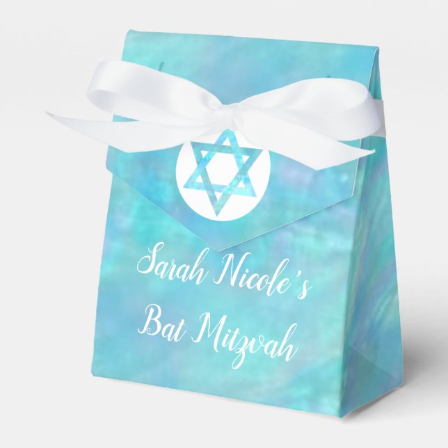 Bat mitzvah Blue Opal Modern Chic Glam Party Presentaskar (Framsidan Sidan)