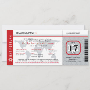 Bat mitzvah boardingpass för internationella resen inbjudningar