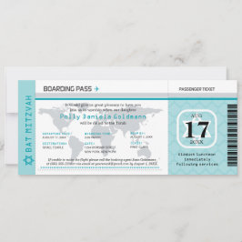 Bat mitzvah boardingpass för internationella resen inbjudningar