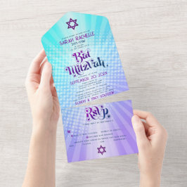 Bat mitzvah Boho Retro Blue Lila Gradient fet