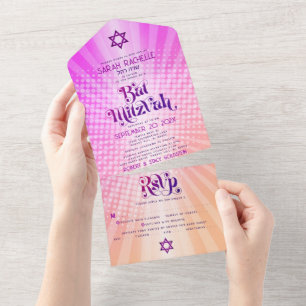 Bat mitzvah Boho Retro Rosa Orange Gradient fet