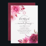 Bat mitzvah burgundisk och  höstfällning inbjudningar<br><div class="desc">Burgundy - Marsala och  rosa får en bat mitzvah inbjudan till blommigten med elegant handskriftstypografi.</div>