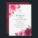 Bat mitzvah burgundisk och  höstfällning inbjudningar<br><div class="desc">Burgundy - Marsala och  rosa får en bat mitzvah inbjudan till blommigten med elegant handskriftstypografi.</div>