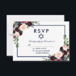 Bat mitzvah Burgundy Blue Blommigt OSA<br><div class="desc">Bat mitzvah OSA kort för vattenfärg Burgundy Blue-Blommigt</div>