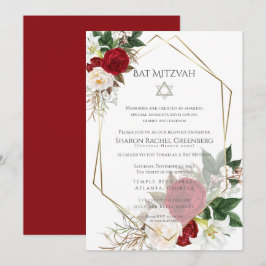 BAT MITZVAH | Burgundy Peony Verse 3 Inbjudningar