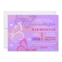 Bat mitzvah BUTTERFLIES & STARS-inbjudan