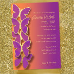 Bat mitzvah Butterfly Lila Orange Ombre Inbjudningar<br><div class="desc">Bat mitzvah design av Umua. Tryckt och avsänt av Zazzle eller dennes partner.</div>