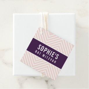 BAT MITZVAH chic modern geometrisk aubergine rodna Gåvor Etiketter