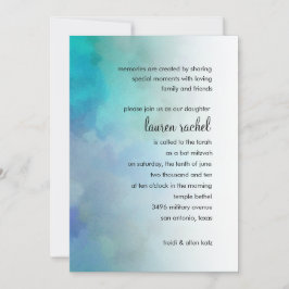 Bat mitzvah Coola Färg Aqua Blue Lila White Inbjudningar