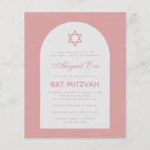 Bat Mitzvah Dammt Rosa Båge Budget Rosa Inbjudan