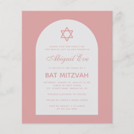 Bat Mitzvah Dammt Rosa Båge Budget Rosa Inbjudan
