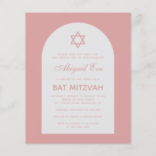 Bat Mitzvah Dammt Rosa Båge Budget Rosa Inbjudan