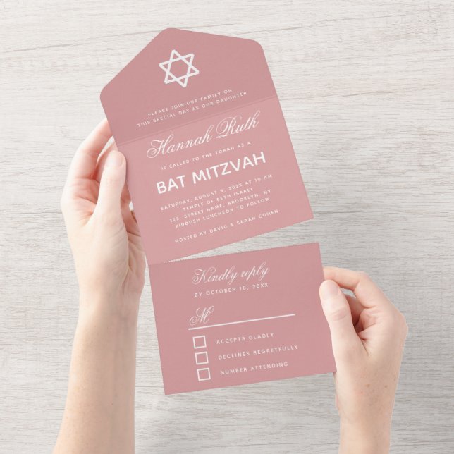 Bat Mitzvah Dammt Rosa Enkel Kalligrafi (Avrivbar del)