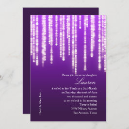 Bat mitzvah Deep Lila Sparkly Ljus Inbjudningar