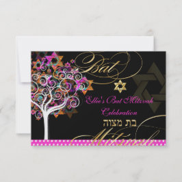 Bat mitzvah/DIY-bakgrund för PixDezines Livets trä Inbjudningar