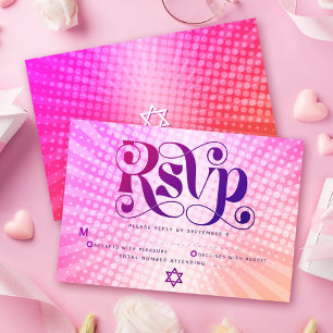 Bat Mitzvah Djärv Retro Boho Rosa Orange Gradient OSA Kort