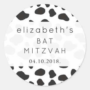 Bat mitzvah - djurtryck, cellutskrift - svart runt klistermärke