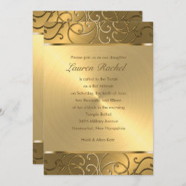 Bat mitzvah Elegant - alla Guld-filträd Inbjudningar