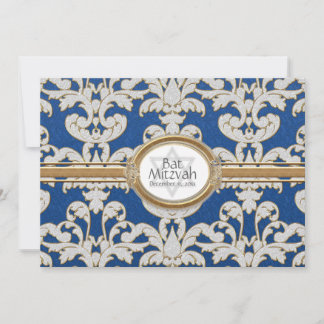 Bat mitzvah - Elegant Blommigt Löv Damask Baroque Inbjudningar