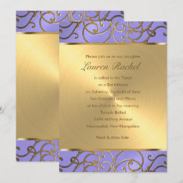 Bat mitzvah Elegant Lavender Lila Guld Filigree Inbjudningar