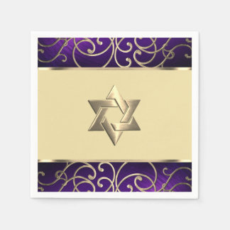 Bat mitzvah Elegant Lila och Guld Filigree Pappersservett