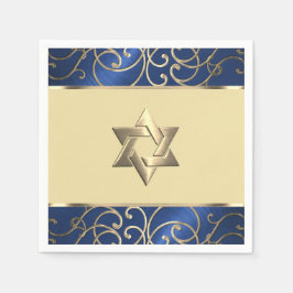 Bat mitzvah Elegant, marinblått och Guld-filigree Pappersservett