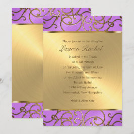 Bat mitzvah Elegant Orchid Lila Guld Filigree Inbjudningar