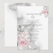 BAT MITZVAH | Elegant Rosa Watercolor Ro