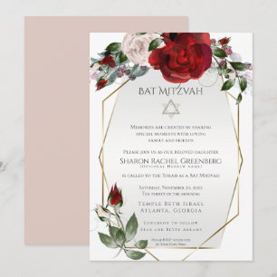 Bat mitzvah Elegant Scarlet Röda och Ro Meddelande