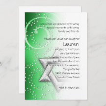 Bat mitzvah Emerald Shimmer Star of David