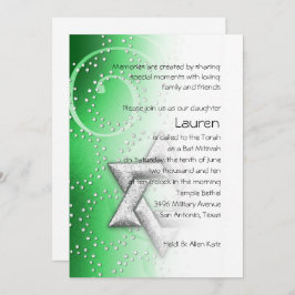 Bat mitzvah Emerald Shimmer Star of David Inbjudningar