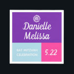Bat mitzvah Färg-Personlig Pappersservett<br><div class="desc">Färgfull och roligt! Anpassa med hjälp av mallformuläret.</div>