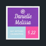 Bat mitzvah Färg-Personlig Pappersservett<br><div class="desc">Färgfull och roligt! Anpassa med hjälp av mallformuläret.</div>