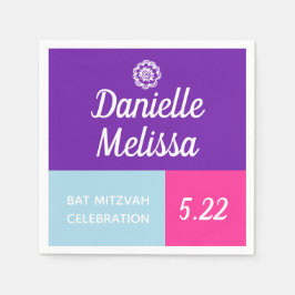 Bat mitzvah Färg-Personlig Pappersservett