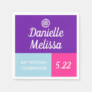 Bat mitzvah Färg-Personlig Pappersservett