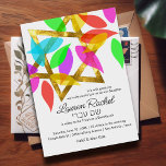 Bat mitzvah färgämnen över stjärnor inbjudningar<br><div class="desc">Bat mitzvah färgämnen över Star Pub Mitzvah och Bat mitzvah inbjudningar är designade av Umua. Tryckt och avsänt av Zazzle eller dess partner.</div>