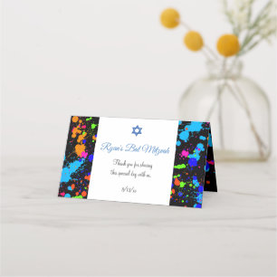 Bat mitzvah, färgstark färgfärgplatta, Anpassnings Placeringskort
