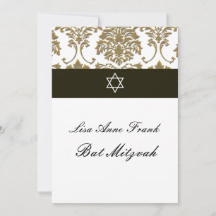 Bat mitzvah+Faux Guld Damask/svart+vit Inbjudningar
